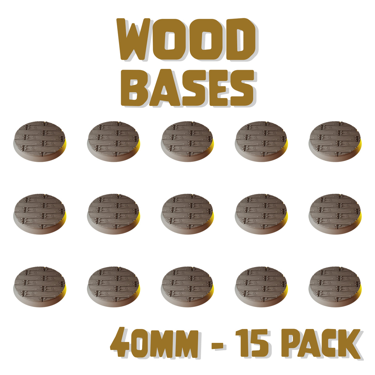 40mm Wood Round Bases (Set of 15)