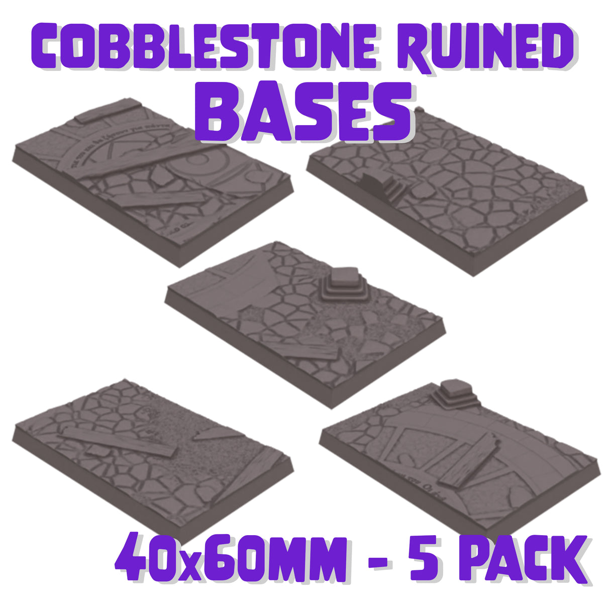 40x60mm cobblestone Ruins Square Bases (Set of 5)