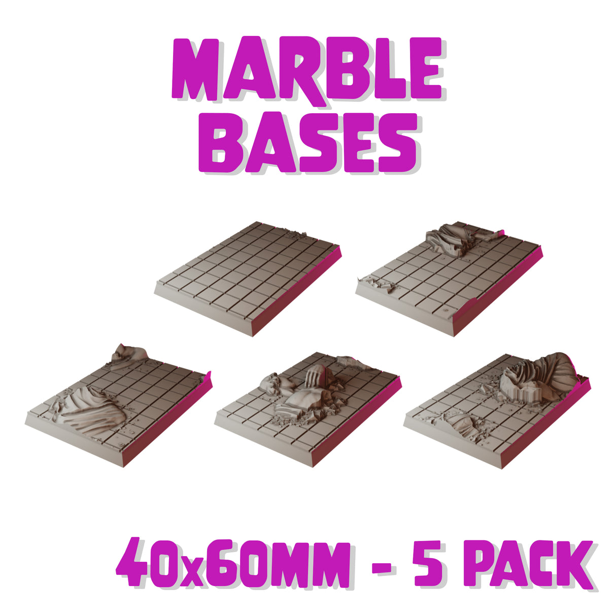 40x60mm Marble Square Bases (Set of 5)