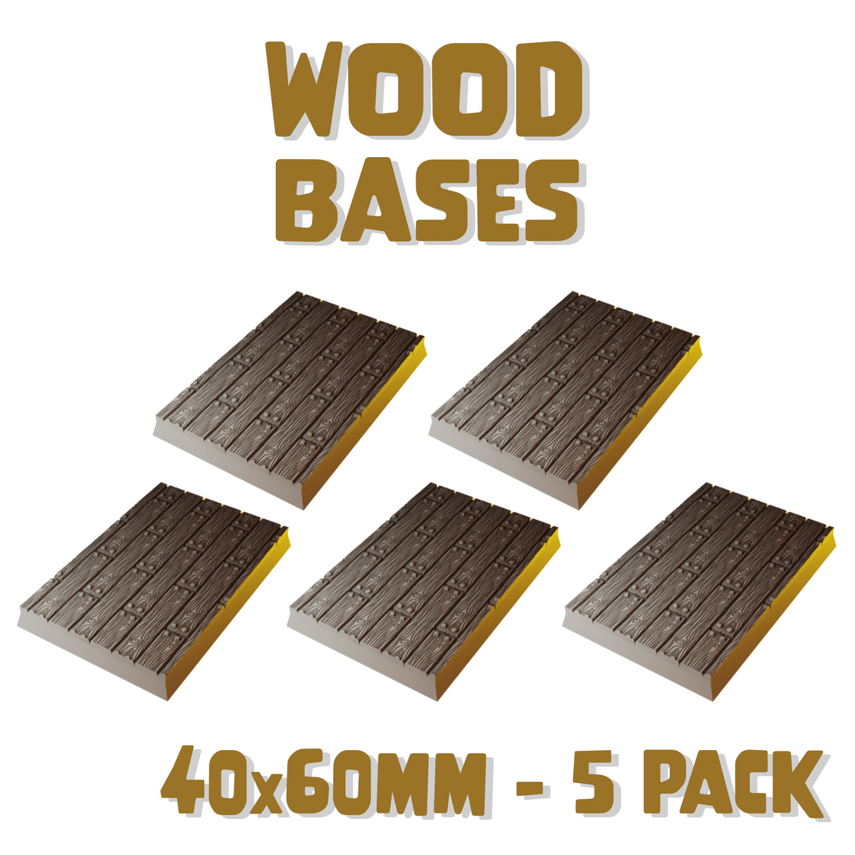 40x60mm Wood Square Bases (Set of 5)