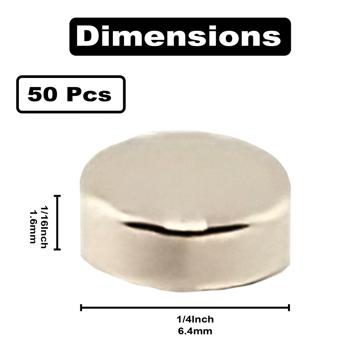 1/4" x 1/16" (6.4mm x 1.6mm) Disc Magnets (50)