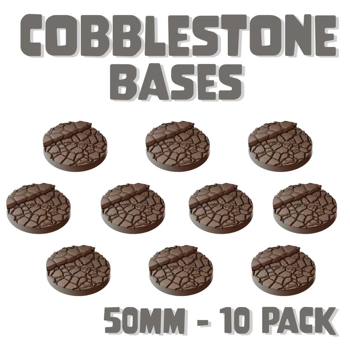 50mm Cobblestone Round Bases (Set of 10)