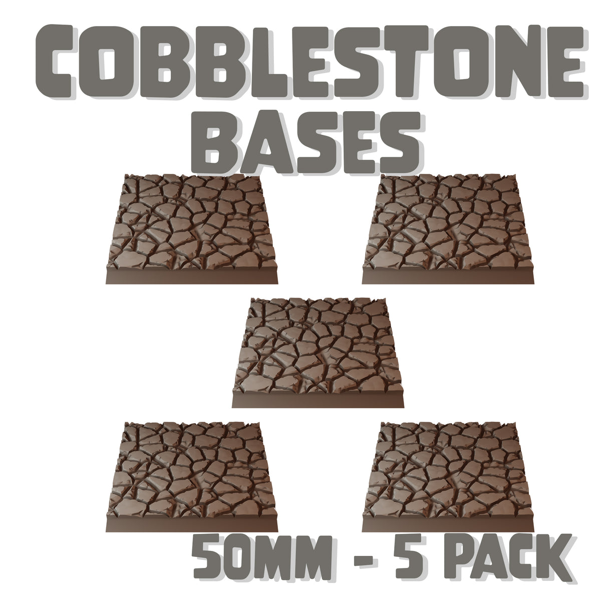 50mm Cobblestone Square Bases (Set of 5)