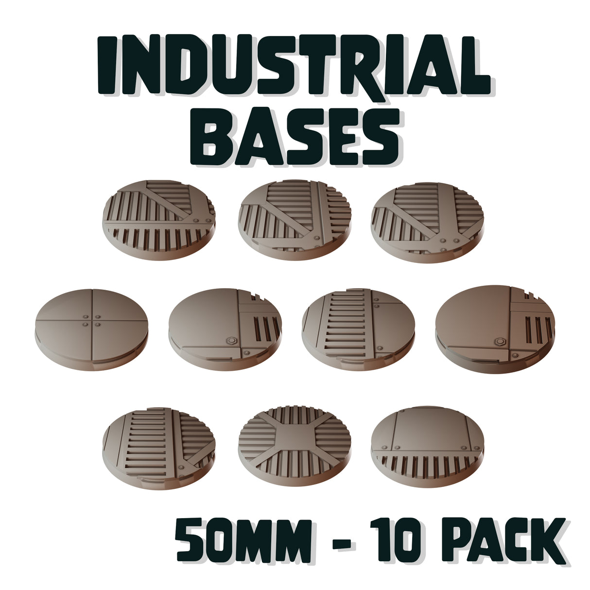 50mm Industrial Round Bases (Set of 10)