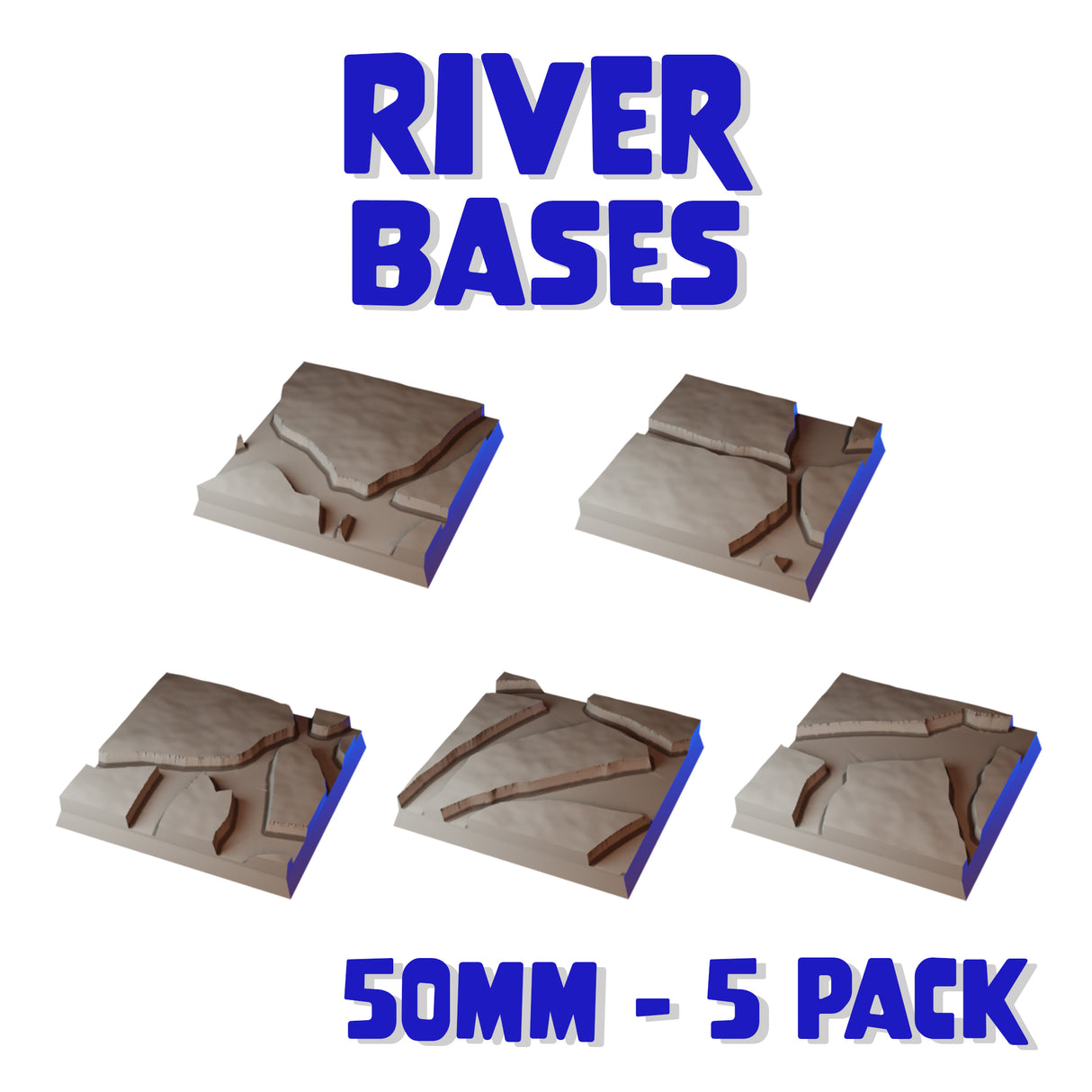 50mm River Square Bases (Set of 5)