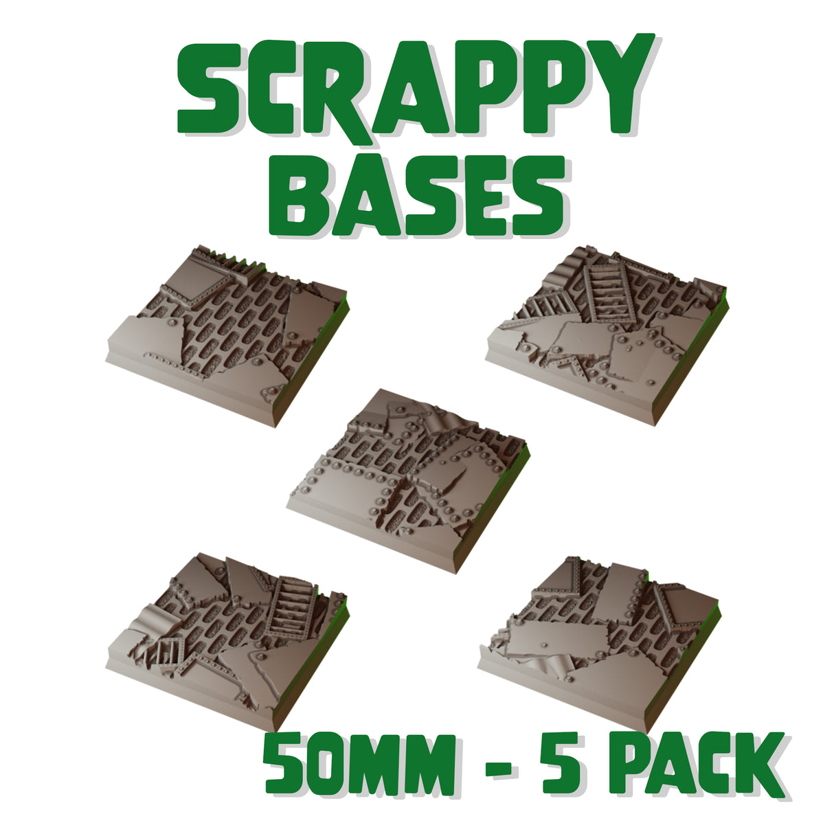 50mm Scrappy Square Bases (Set of 5)