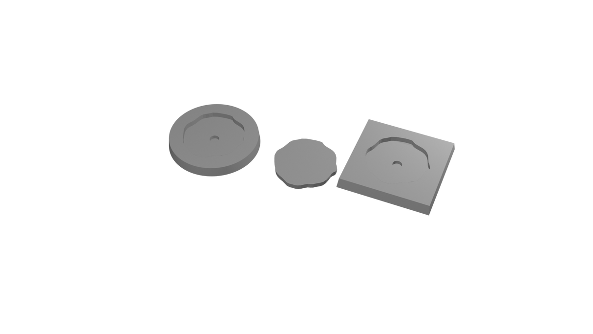 50mm Square to 50mm Round  Untextured - Rank and Flank Base Adapters