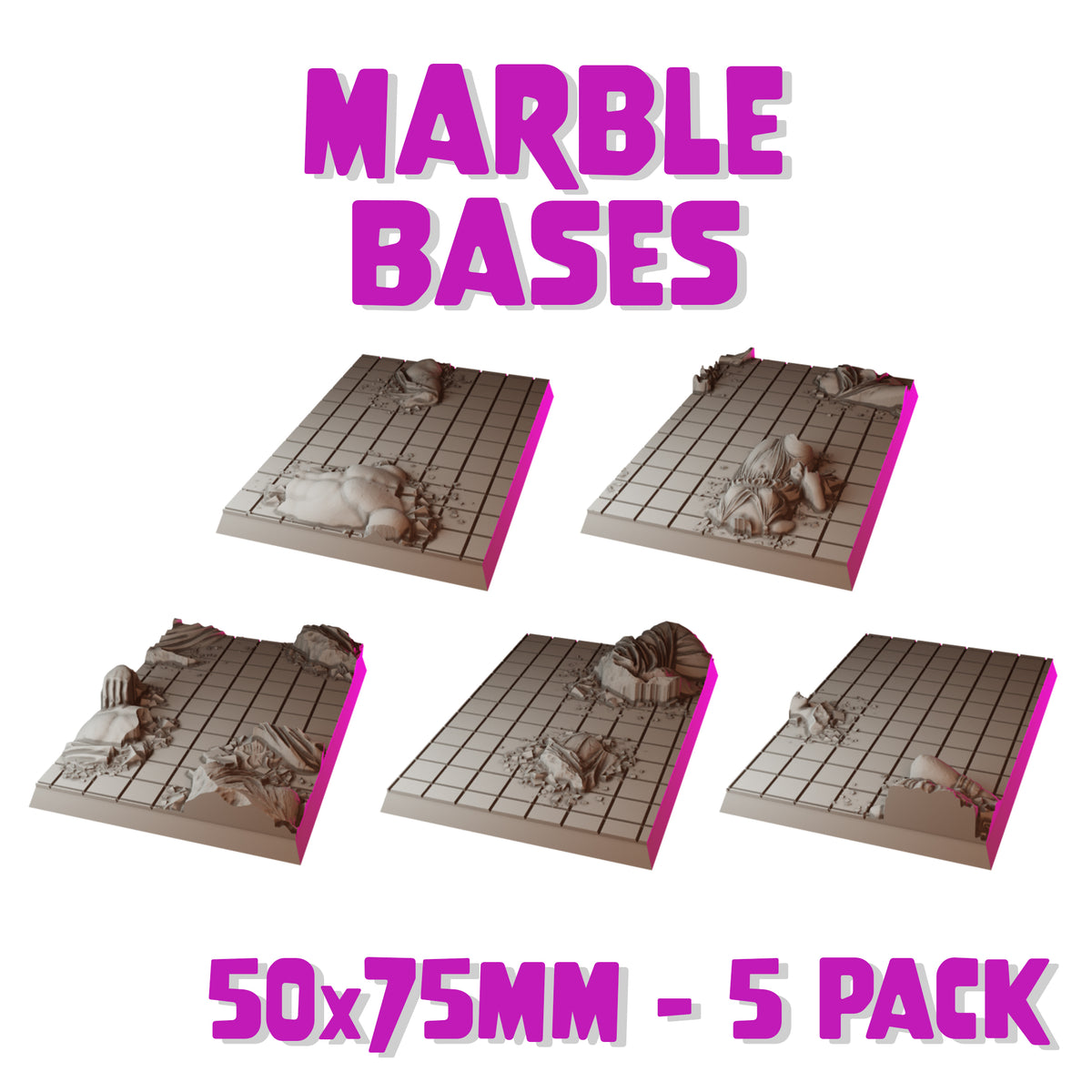 50x75mm Marble Square Bases (Set of 5) | MiniWarGaming – The ...