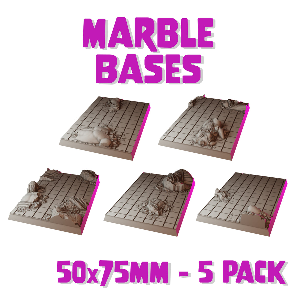 50x75mm Marble Square Bases (Set of 5)