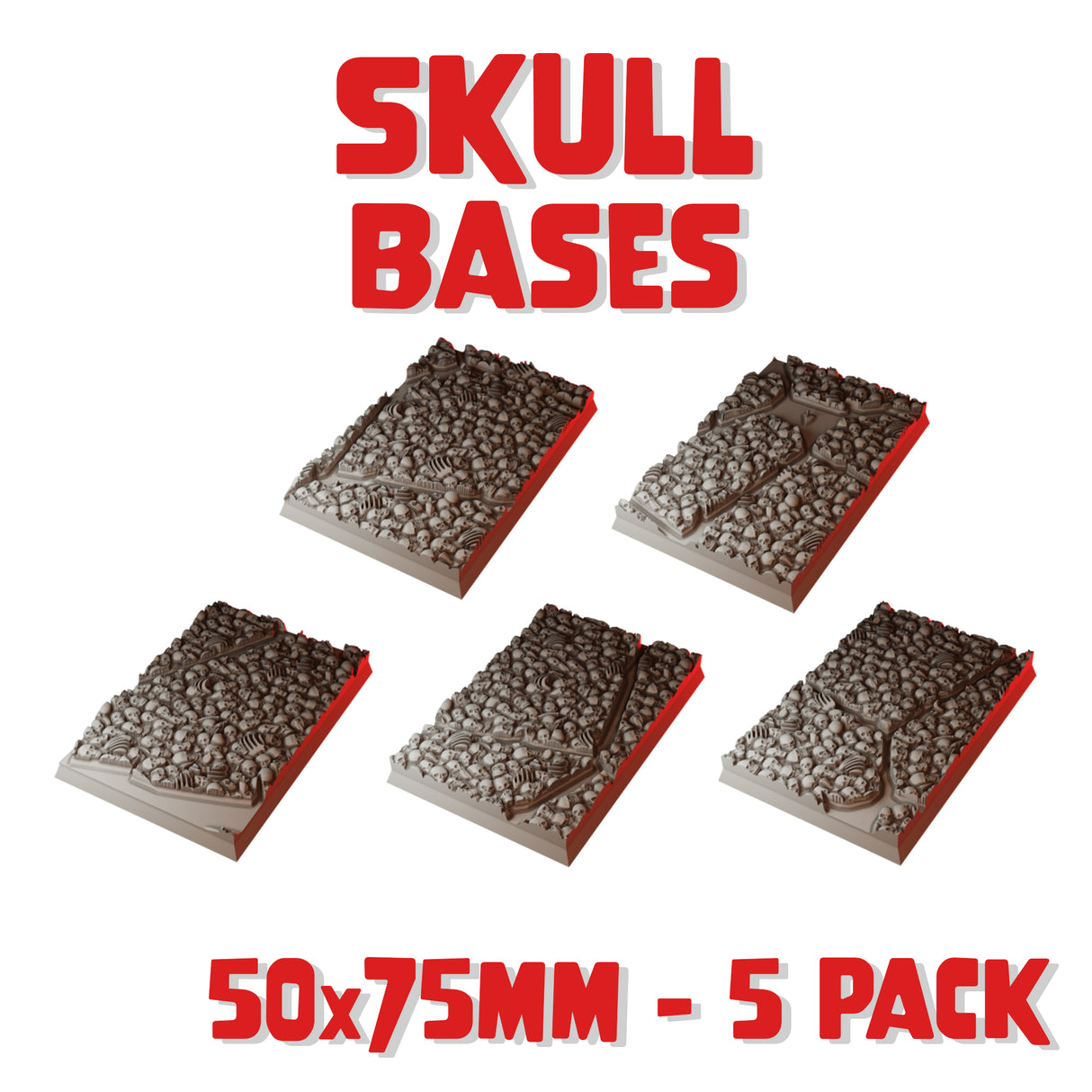 50x75mm Skull Square Bases (Set of 5)