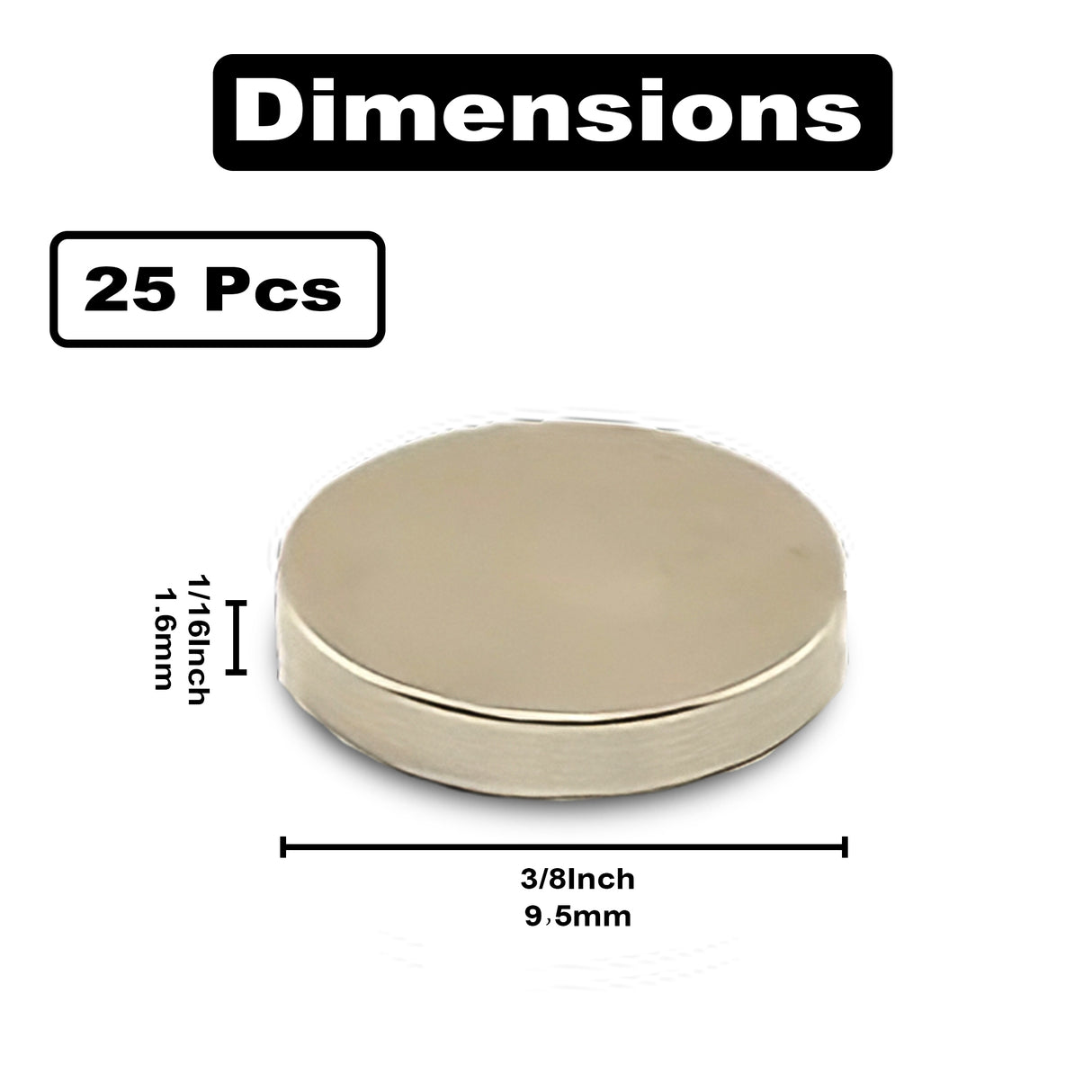 3/8" x 1/16" (9.5mm x 1.6mm) Disc Magnets (25)