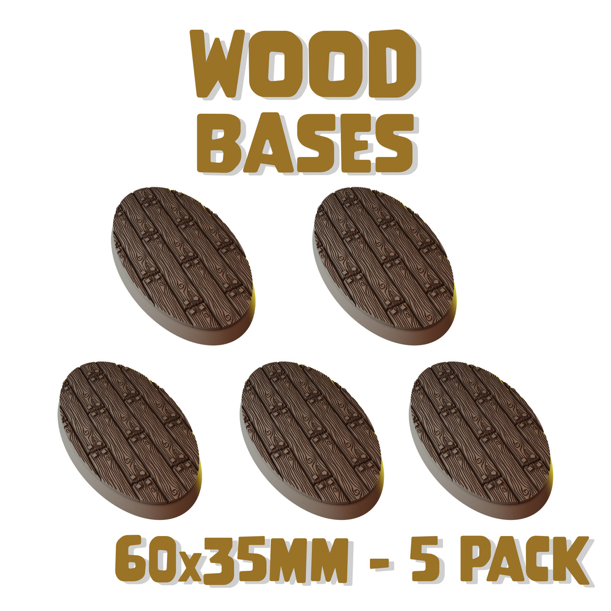 60x35mm Wood Round Bases (Set of 5)