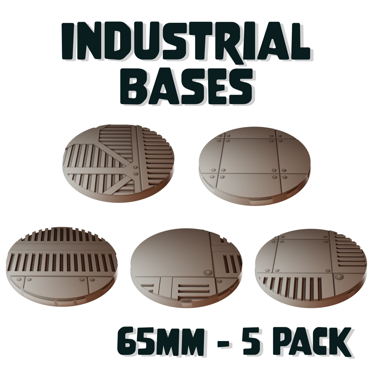 65mm Industrial Round Bases (Set of 5)