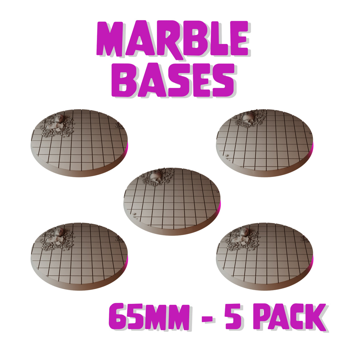 65mm Marble Round Bases (Set of 5)