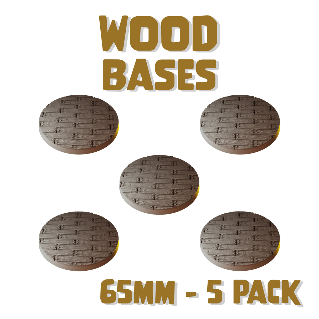 65mm Wood Round Bases (Set of 5)