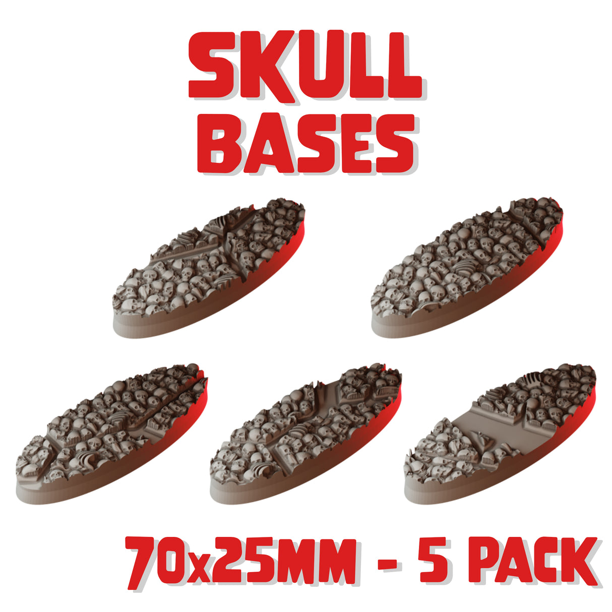 70x25mm Skull Round Bases (Set of 5)