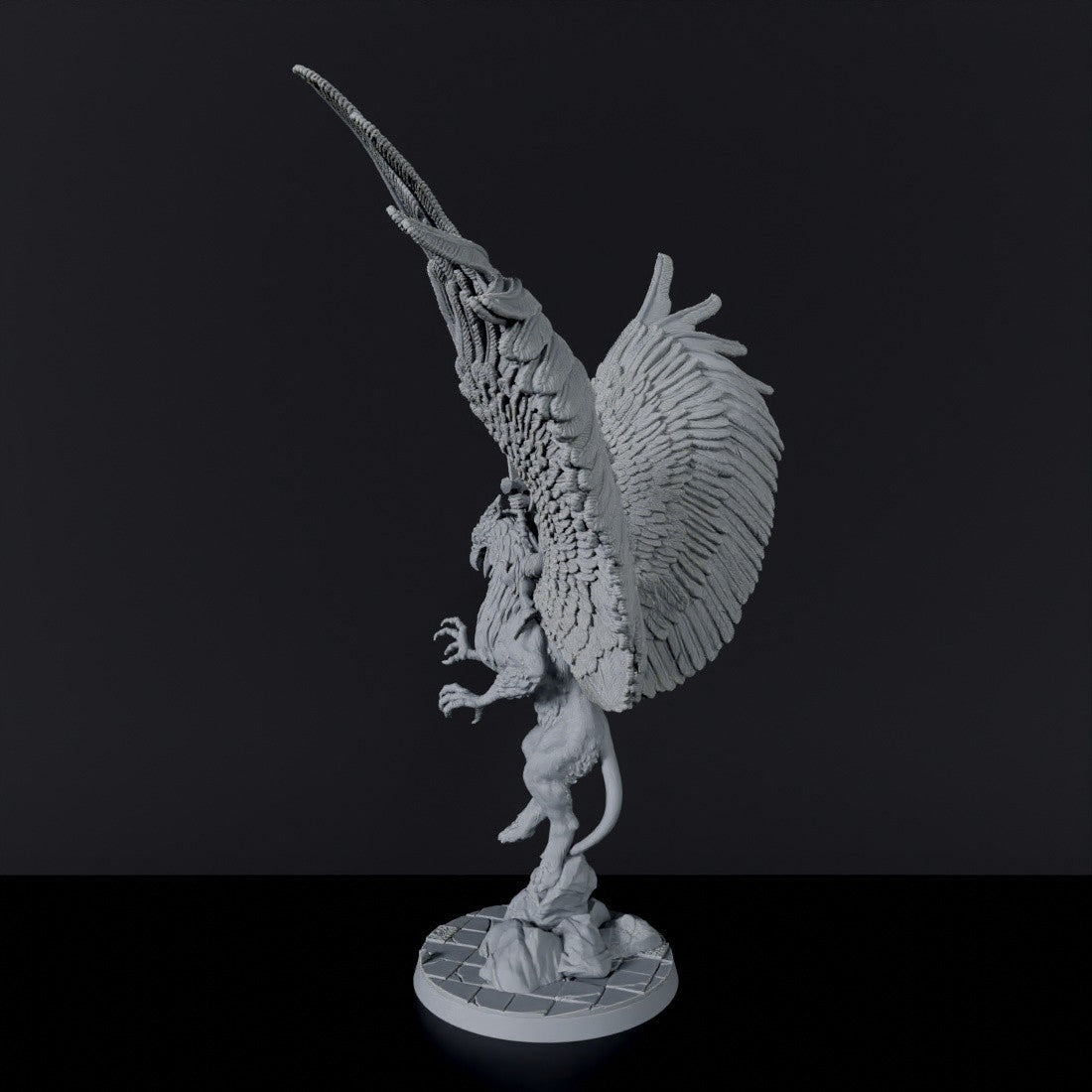 Miniature of human knight fighter Lord Hochenfang with sword and crown on griffon - dedicated set for Griffon Knights army