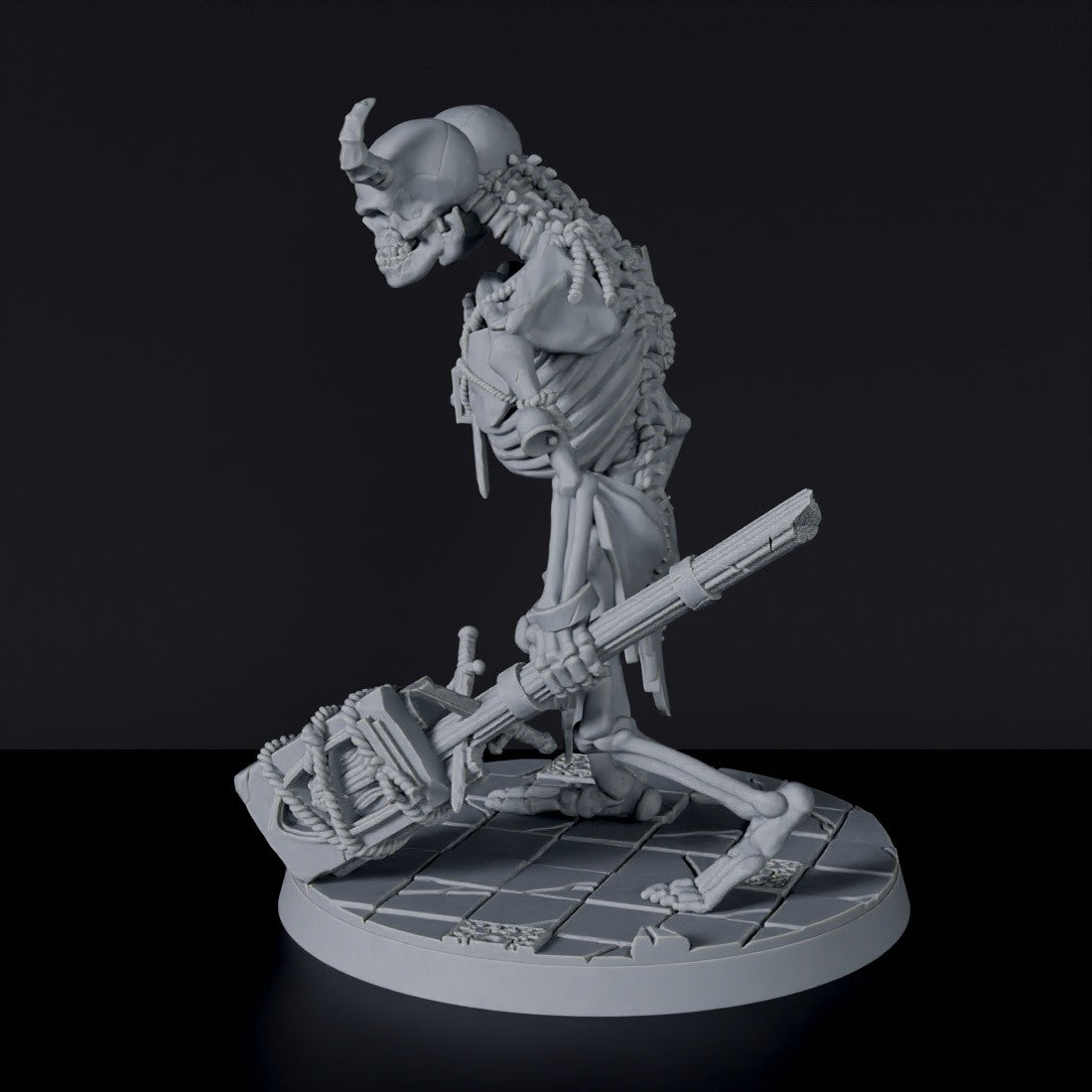 Miniature of two heads skeleton beast Bellog with hammer - Undead Dominion dedicated set for Bloodfields tabletop wargame