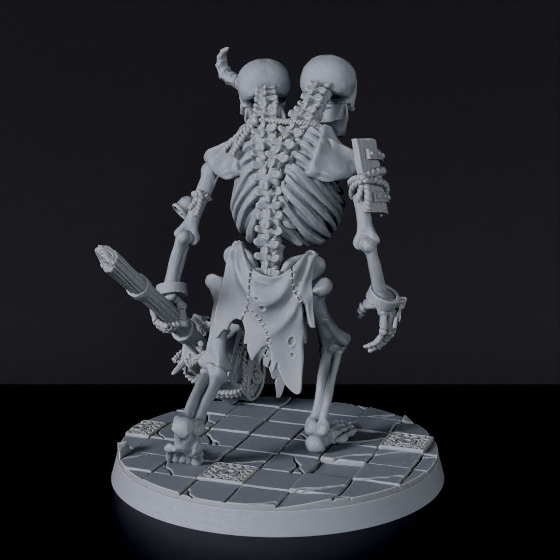 Fantasy miniature of skeleton two heads beast Bellog - dedicated set to army for Bloodfields tabletop RPG game