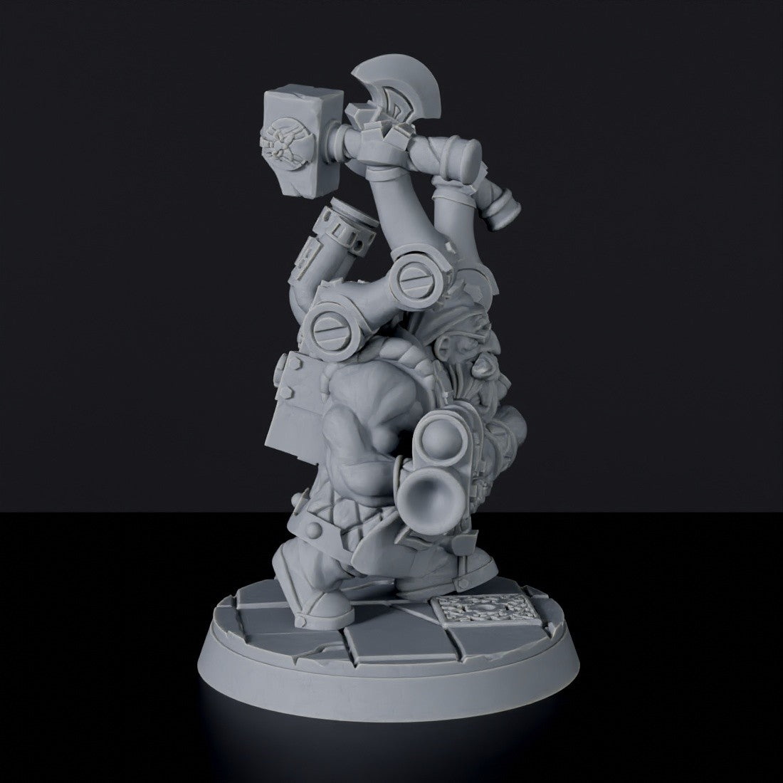 Dedicated set for Bloodfields Metalbeard Dwarfs army - fantasy miniature of dwarf machine warrior Gimron Hammerhand with pistol