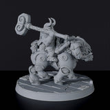 Dedicated set for Bloodfields Metalbeard Dwarfs army - fantasy miniature of dwarf Duri Hillhorn with hammer on machine monster