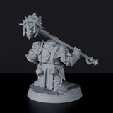 Fantasy miniature of dwarf male fighter Gorin Thunderclap with morning star for Bloodfields tabletop RPG game