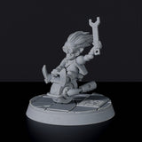 Fantasy miniatures of gnome Zark on Wroomba with tool for Tinkering Gnomes army