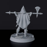 Fantasy miniature of Rotkäppchen female vampire hunter with halberd and sword for Bloodfields tabletop RPG game