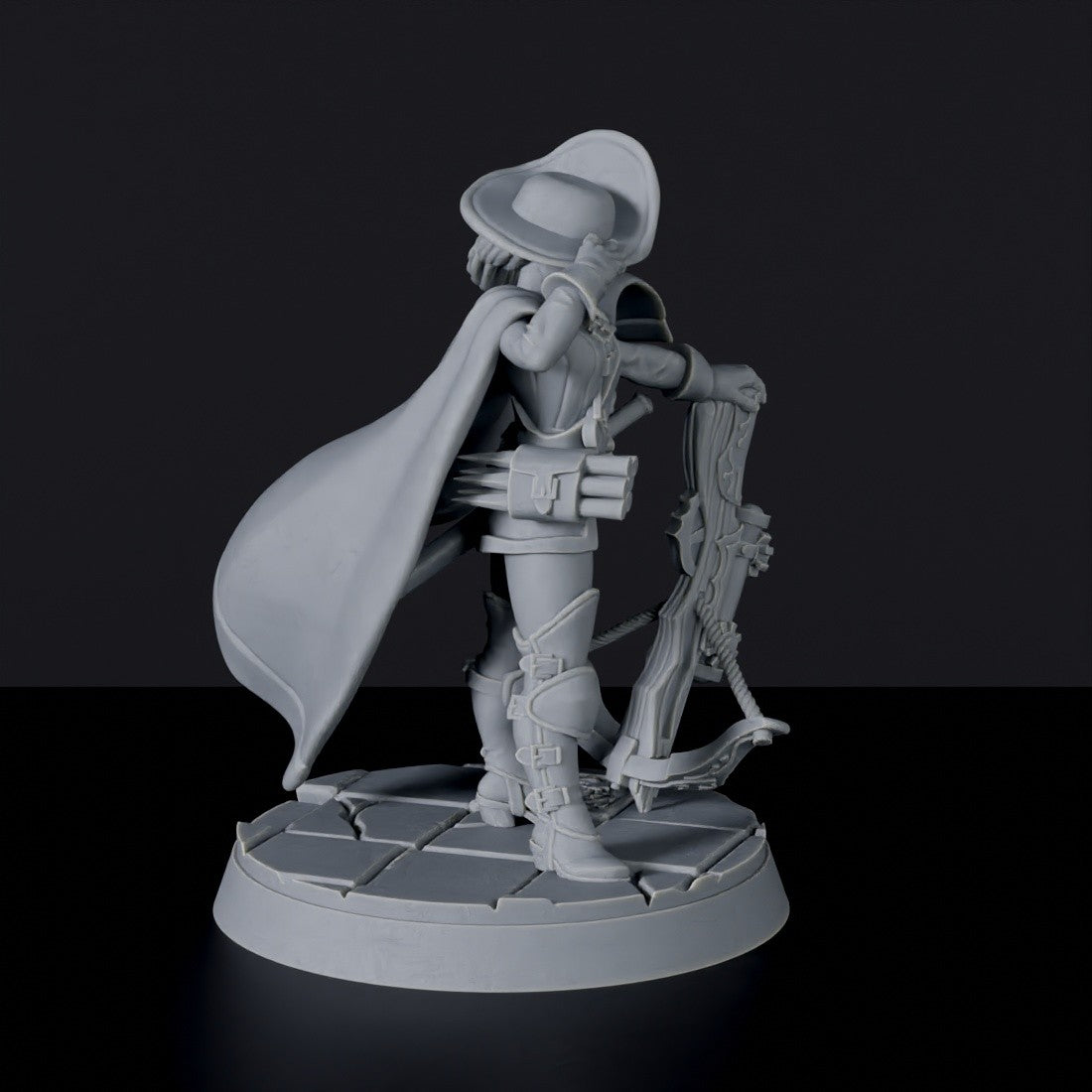 Miniature of Klara Nacht female warrior with crossbow and hat - dedicated set for Vampire Hunters RPG army