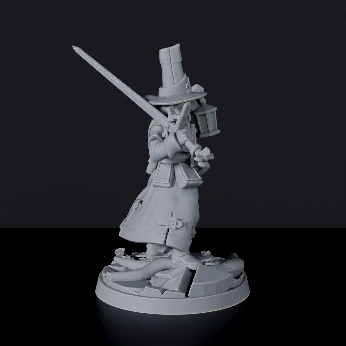 Miniature of Hugo Braav male warrior with sword and hat - dedicated set for Vampire Hunters RPG army