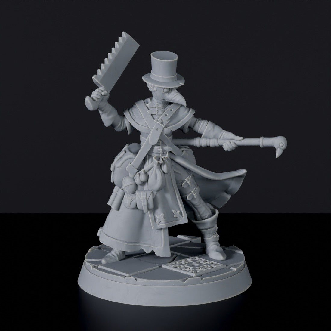 Fantasy miniatures of Doktor Von Zeiter warrior with staff and hat for Vampire Hunters army