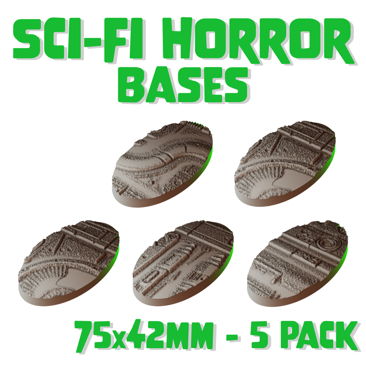 75x42mm Sci-fi Horror Round Bases (Set of 5)