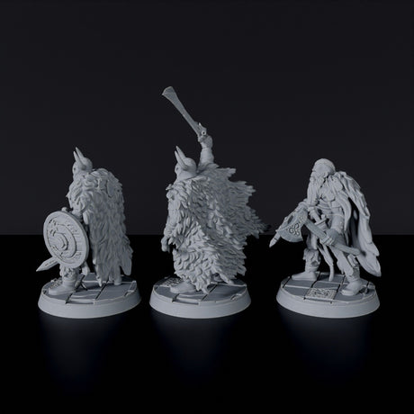 Miniature of Bjorn, Erik & Olaf barbarian fighter with sword and shield - dedicated set for Bloodfields Roaming Barbarians army