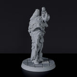 Fantasy miniature of barbarian Elknar the Calm sorcerer with staff for Bloodfields tabletop RPG game