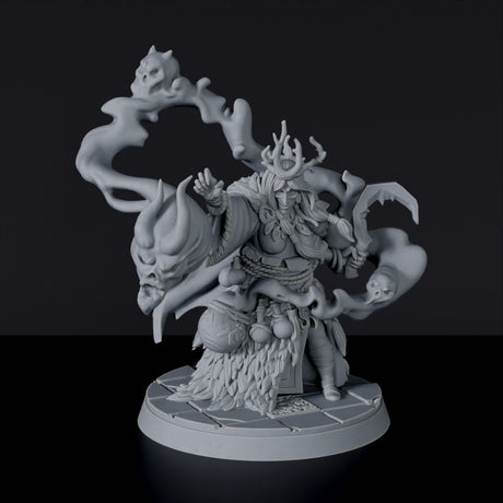 Fantasy miniatures of Martha Bogmaiden barbarian wizard with scythe for Roaming Barbarians army