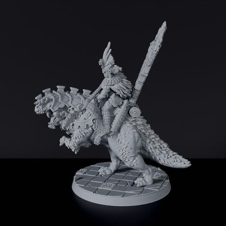 Miniature of Jurassica the First to Charge amazon fighter with spear on lizard beast - dedicated set for Jurassic Amazons army