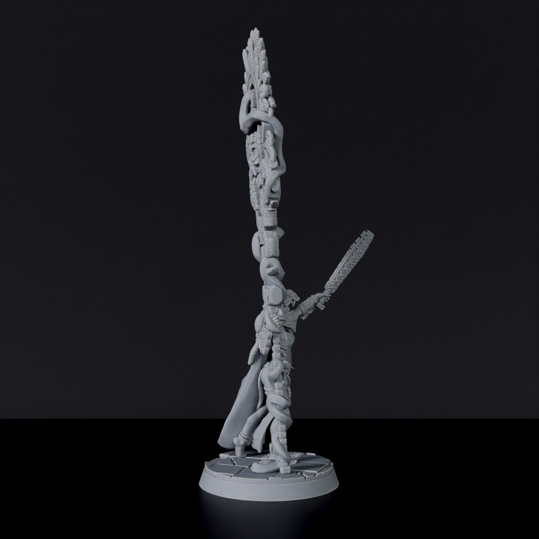 Miniature of amazon Itza the Totem Wielder with totem - dedicated set for Jurassic Amazons RPG army