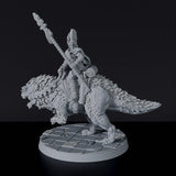 Miniature of Brutosaur Rider amazon fighter with spear on lizard beast - dedicated set for Jurassic Amazons army