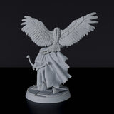 Fantasy miniature of Zanya Pathfinder amazon warrior with bow and bird beast - Bloodfields tabletop RPG game