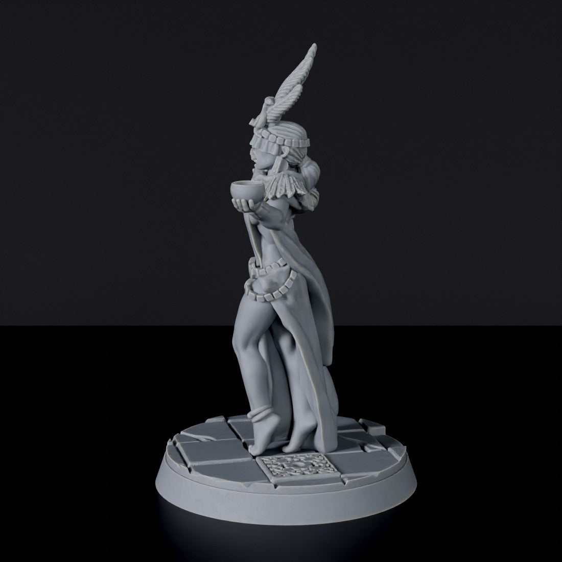 Miniature of Ava Serpentmage amazon warlock with cloak - dedicated set for Jurassic Amazons army