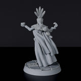 Fantasy miniature of amazon Ava Serpentmage warlock with cloak - Bloodfields tabletop RPG game