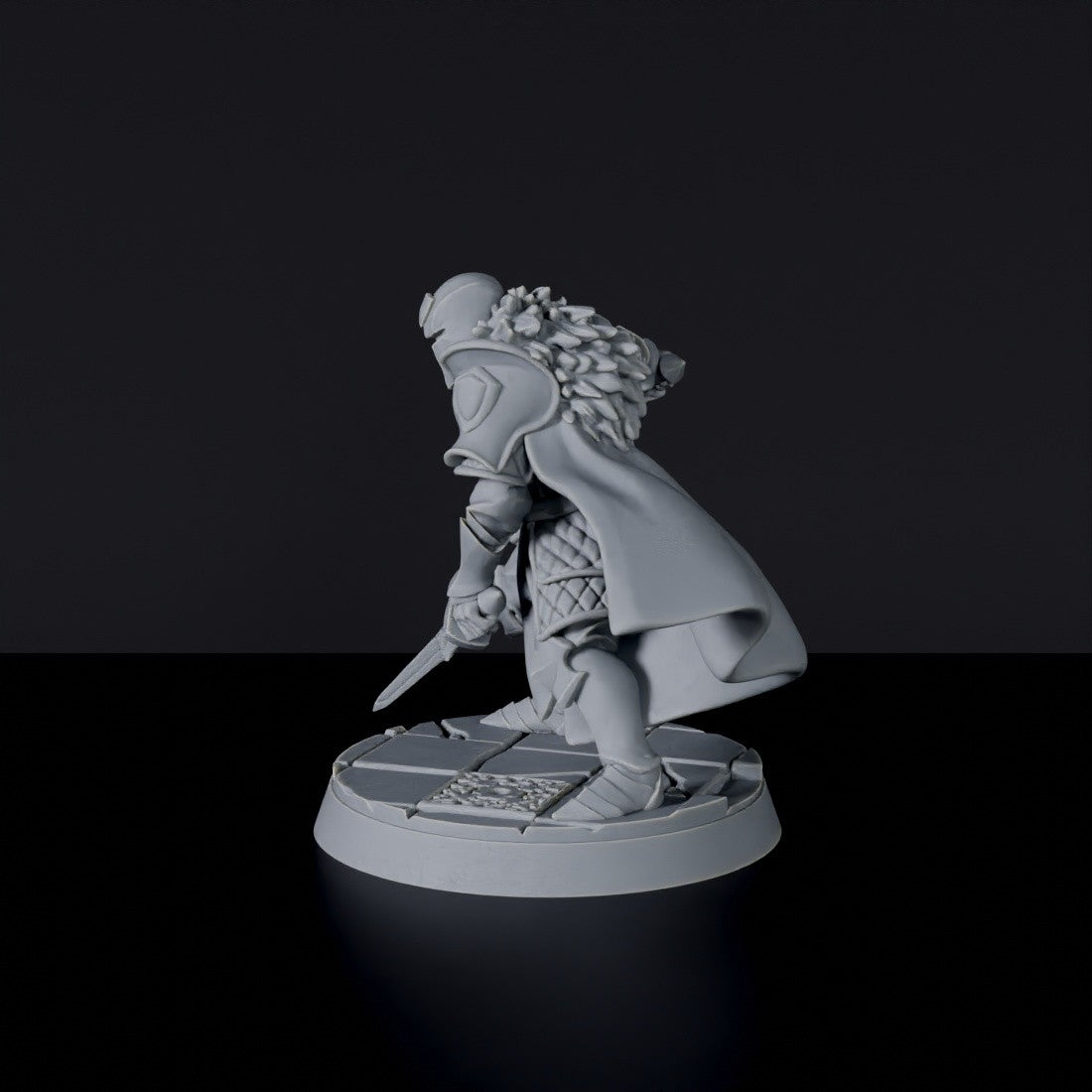 Miniature of knight Reiner Schattenblade warrior with sword and helmet - Griffon Knights set for Bloodfields RPG wargame