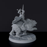 Dedicated set for Bloodfields Redleaf Elves army - fantasy miniature of Ursarin Ironleaf warrior with knife and sword on bear