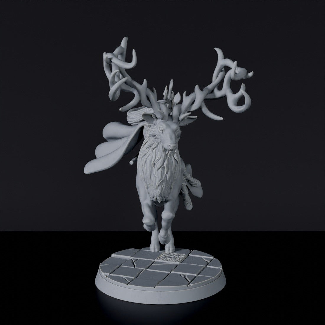 Dedicated set for Bloodfields Redleaf Elves army - fantasy miniature of Inu Woodwhisper wizard with staff on deer beast