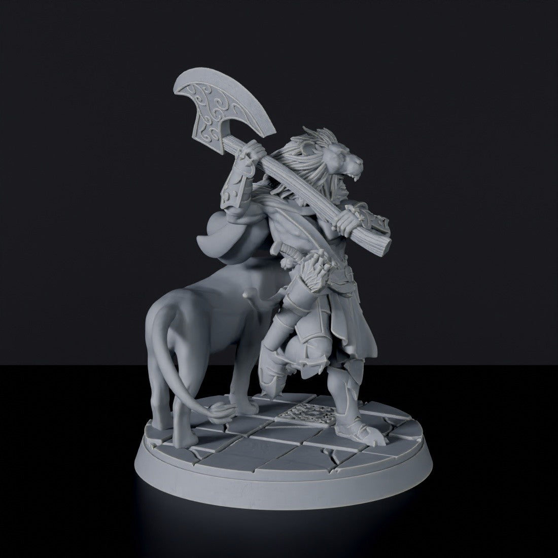 Dedicated set for Bloodfields Redleaf Elves army - fantasy miniature of male elf warrior Lion Whiteclaw with cat