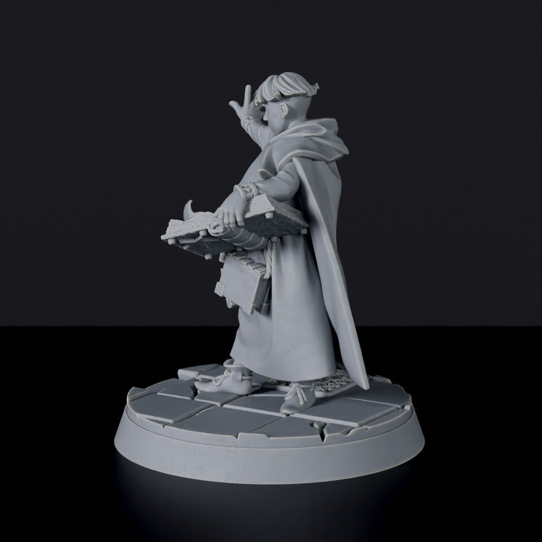 Miniature of Girflet the Adept knight priest with cloak and tome - dedicated set for Bloodfields Wildwood Brotherhood army