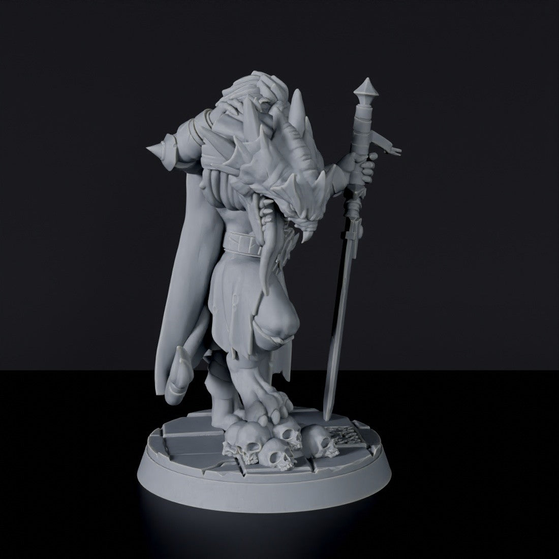 Dedicated set for Bloodfields Mercenaries army - fantasy miniature Pristinus Silvermane lion warrior with sword and dragon head