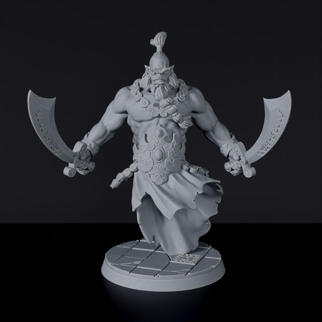 Fantasy miniatures of flying arabic genie beast warrior Cursed Djinn with two scimitars - Bloodfields tabletop RPG game