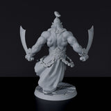 Fantasy miniature of arabic genie with two swords Cursed Djinn for Bloodfields tabletop RPG game