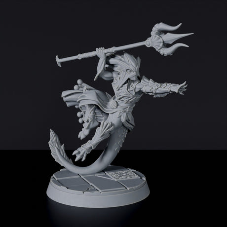 Fantasy miniatures of pirate sea beast with trident Sha'Ssar The Focused - Bloodfields tabletop RPG game